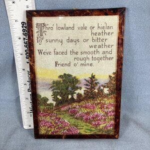1940s Vintage Friendship Wall Plaque in Tortoiseshell Celluloid Frame 5x8